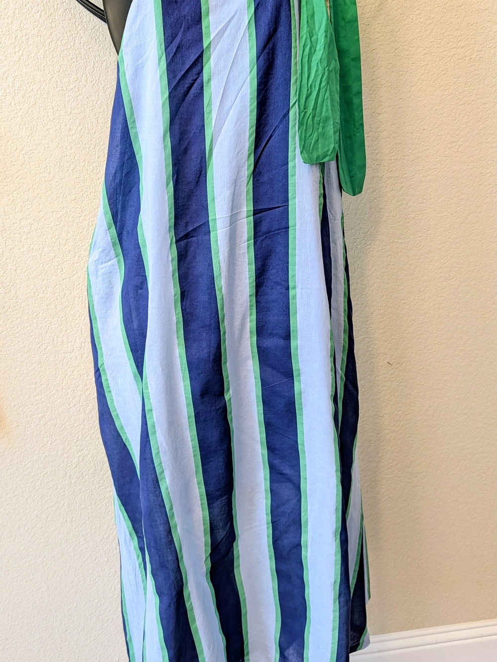Entro One-Shoulder Striped Maxi Dress W/ Pocketsโ Large